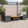 Image de vidaXL Salon de jardin 3 pcs avec coussins Noir Résine tressée