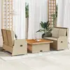 Image de vidaXL Salon de jardin avec coussins 3 pcs beige résine tressée