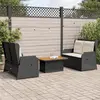 Image de vidaXL Salon de jardin 3 pcs avec coussins Noir Résine tressée