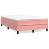 Image de vidaXL Sommier à lattes de lit avec matelas rose 120x190 cm velours