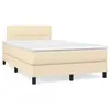 Image de vidaXL Sommier à lattes de lit avec matelas crème 120x190 cm tissu