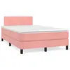 Image de vidaXL Sommier à lattes de lit avec matelas rose 120x190 cm velours