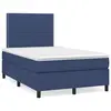 Image de vidaXL Sommier à lattes de lit avec matelas bleu 120x190 cm tissu