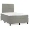 Image de vidaXL Sommier à lattes de lit et matelas gris clair 120x190cm velours