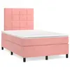 Image de vidaXL Sommier à lattes de lit avec matelas rose 120x190 cm velours