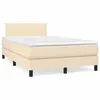 Image de vidaXL Sommier à lattes de lit matelas et LED crème 120x190 cm tissu