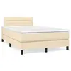 Image de vidaXL Sommier à lattes de lit matelas et LED crème 120x190 cm tissu
