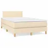 Image de vidaXL Sommier à lattes de lit matelas et LED crème 120x190 cm tissu