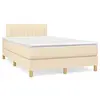 Image de vidaXL Sommier à lattes de lit matelas et LED crème 120x190 cm tissu