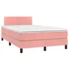Image de vidaXL Sommier à lattes de lit et matelas LED rose 120x190 cm velours