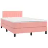 Image de vidaXL Sommier à lattes de lit et matelas LED rose 120x190 cm velours
