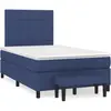 Image de vidaXL Sommier à lattes de lit avec matelas bleu 120x190 cm tissu