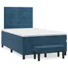 Image de vidaXL Sommier à lattes de lit et matelas bleu foncé 120x190cm velours