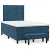 Image de vidaXL Sommier à lattes de lit et matelas bleu foncé 120x190cm velours