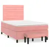 Image de vidaXL Sommier à lattes de lit avec matelas rose 120x190 cm velours