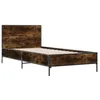 Image de vidaXL Bedframe bewerkt hout en metaal gerookt eikenkleurig 100x200 cm