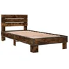 Image de vidaXL Cadre de lit chêne fumé 90x200 cm bois d'ingénierie et métal, lit, lit d'invité, lit simple, meuble de chambre à coucher, sommier