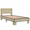 Image de vidaXL Bedframe bewerkt hout en metaal sonoma eikenkleurig 90x190 cm