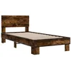 Image de vidaXL Cadre de lit chêne fumé 75x190 cm bois d'ingénierie et métal lit meuble de chambre à coucher lit d'invité sommier lit simple