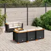 Image de vidaXL Salon de jardin 6 pcs avec coussins noir résine tressée