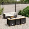 Image de vidaXL Salon de jardin 7 pcs avec coussins noir résine tressée