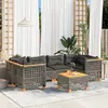 Image de vidaXL Salon de jardin avec coussins 7 pcs gris résine tressée
