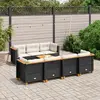 Image de vidaXL Salon de jardin 8 pcs avec coussins noir résine tressée
