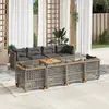 Image de vidaXL Salon de jardin 9 pcs avec coussins gris résine tressée