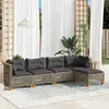 Image de vidaXL Salon de jardin 5 pcs avec coussins gris résine tressée