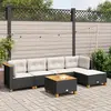 Image de vidaXL Salon de jardin 6 pcs avec coussins noir résine tressée