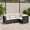 Image de vidaXL Salon de jardin 4 pcs avec coussins noir résine tressée