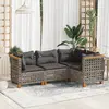 Image de vidaXL Salon de jardin 4 pcs avec coussins gris résine tressée