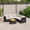 Image de vidaXL Salon de jardin 6 pcs avec coussins noir résine tressée