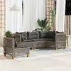 Image de vidaXL Salon de jardin 5 pcs avec coussins gris résine tressée