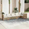 Image de vidaXL Salon de jardin avec coussins 6 pcs beige résine tressée