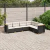 Image de vidaXL Salon de jardin 6 pcs avec coussins noir résine tressée