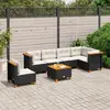 Image de vidaXL Salon de jardin 7 pcs avec coussins noir résine tressée