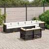 Image de vidaXL Salon de jardin 8 pcs avec coussins noir résine tressée