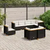 Image de vidaXL Salon de jardin 8 pcs avec coussins noir résine tressée
