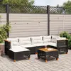 Image de vidaXL Salon de jardin 7 pcs avec coussins noir résine tressée