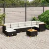 Image de vidaXL Salon de jardin 8 pcs avec coussins noir résine tressée