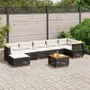 Image de vidaXL Salon de jardin 8 pcs avec coussins noir résine tressée