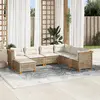 Image de vidaXL Salon de jardin avec coussins 7 pcs beige résine tressée