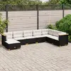 Image de vidaXL Salon de jardin 8 pcs avec coussins noir résine tressée