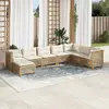 Image de vidaXL Salon de jardin avec coussins 8 pcs beige résine tressée