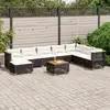 Image de vidaXL Salon de jardin 9 pcs avec coussins noir résine tressée