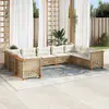 Image de vidaXL Salon de jardin avec coussins 9 pcs beige résine tressée