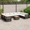 Image de vidaXL Salon de jardin 10 pcs avec coussins noir résine tressée