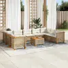 Image de vidaXL Salon de jardin avec coussins 10 pcs beige résine tressée