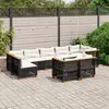 Image de vidaXL Salon de jardin 9 pcs avec coussins noir résine tressée